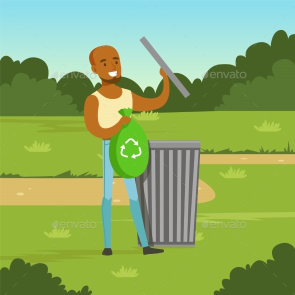 Ecological Lifestyle Concept with Man Character - Miscellaneous Vectors