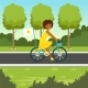 Ecological Nature Background with Girl Riding