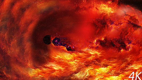 Journey Through Abstract Red Space Nebulae