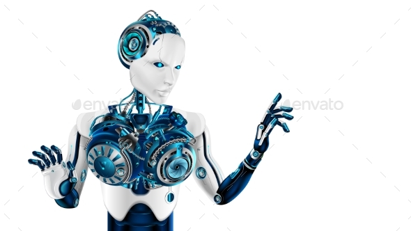 GraphicRiver Humanoid Robot Woman Points the Forefinger 20923911 GraphicRiver Humanoid Robot Woman Points the Forefinger 20923911