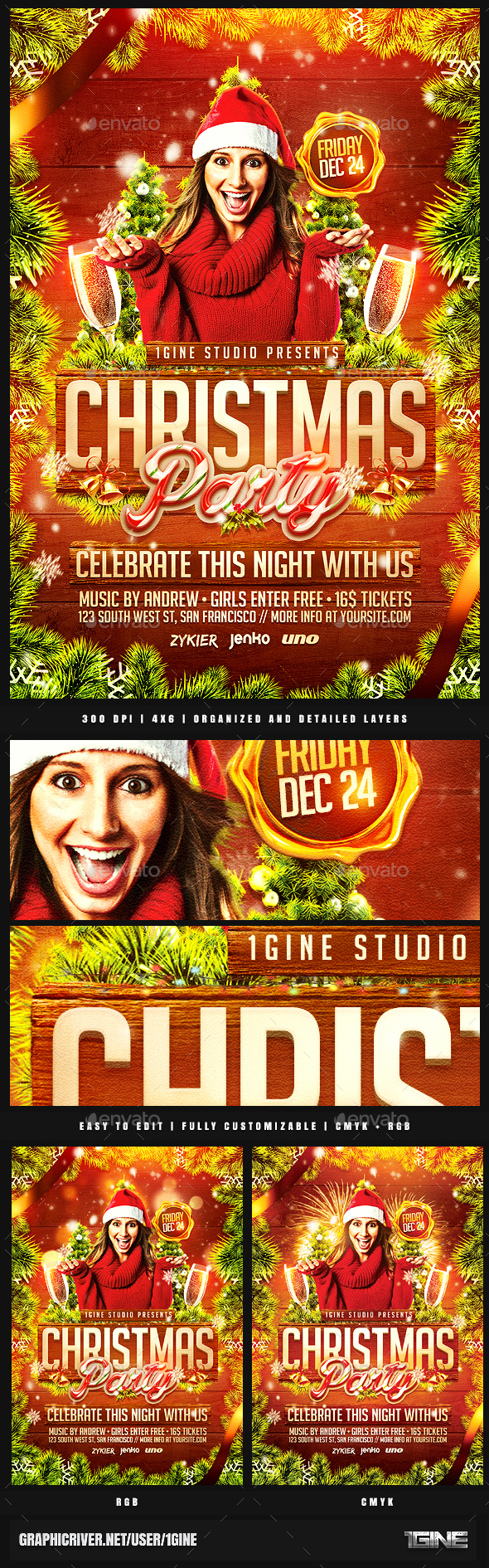 christmas party flyer template