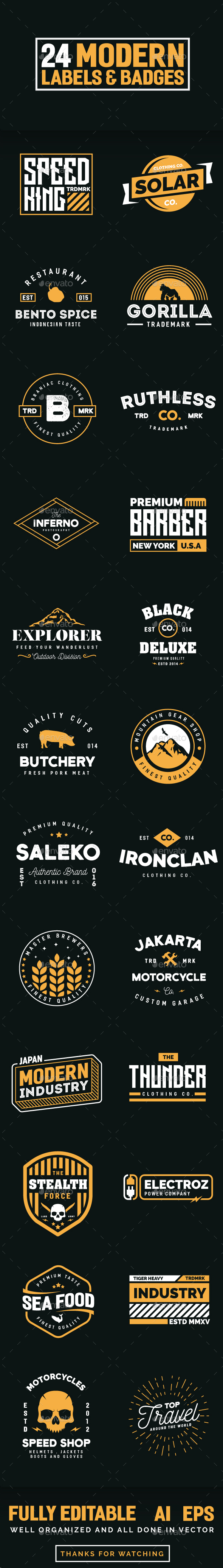24 Modern Label and Badges - Badges & Stickers Web Elements