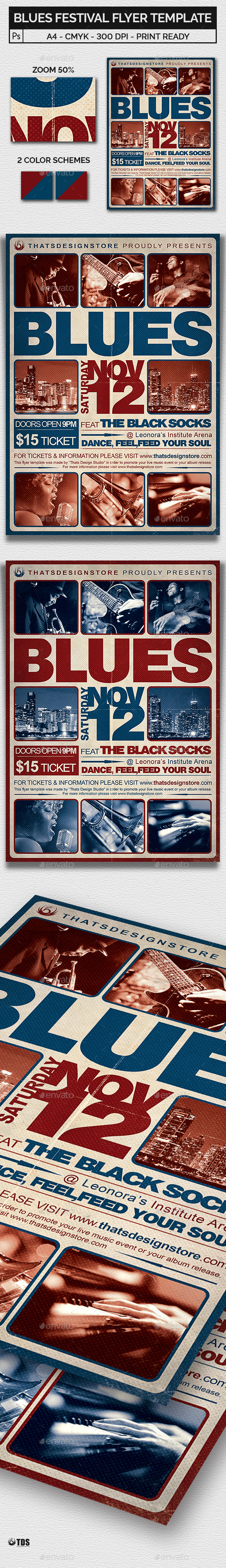 Blues Festival Flyer Template V2 - Concerts Events