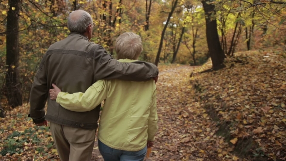 Elderly Couple in Love Embracing in Autumn, Stock Footage | VideoHive