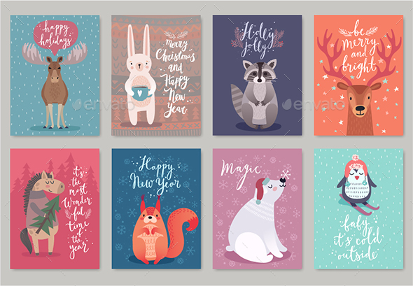 Christmas Animals Card Set - Christmas Seasons/Holidays
