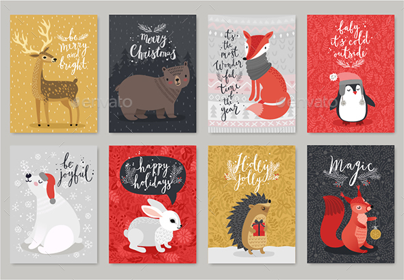 Christmas Animals Card Set - Christmas Seasons/Holidays
