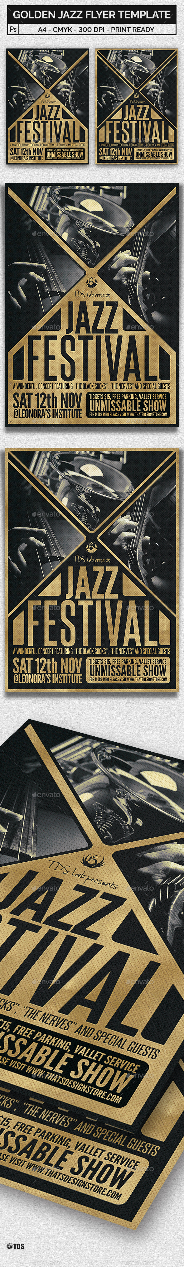 Golden Jazz Flyer Template - Concerts Events