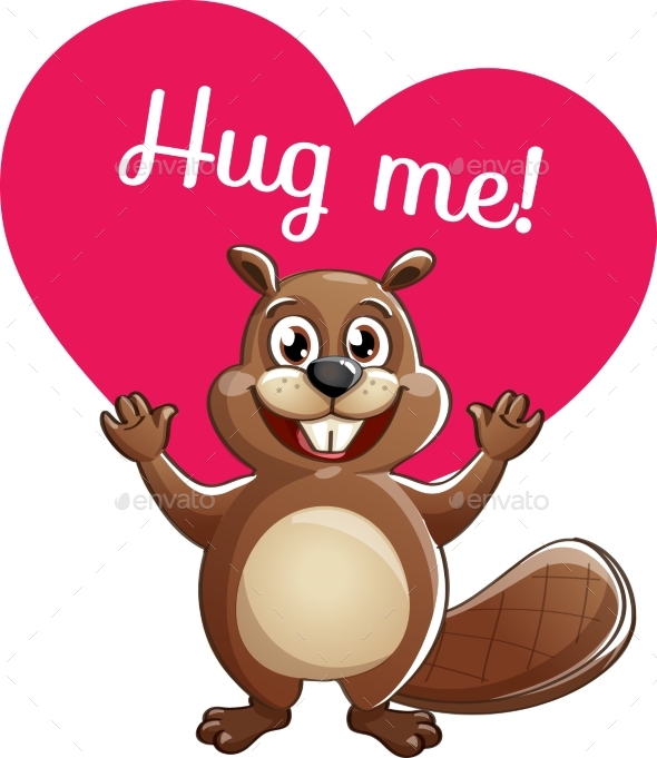 Cartoon Beaver Ready for a Hugging - Animals Characters