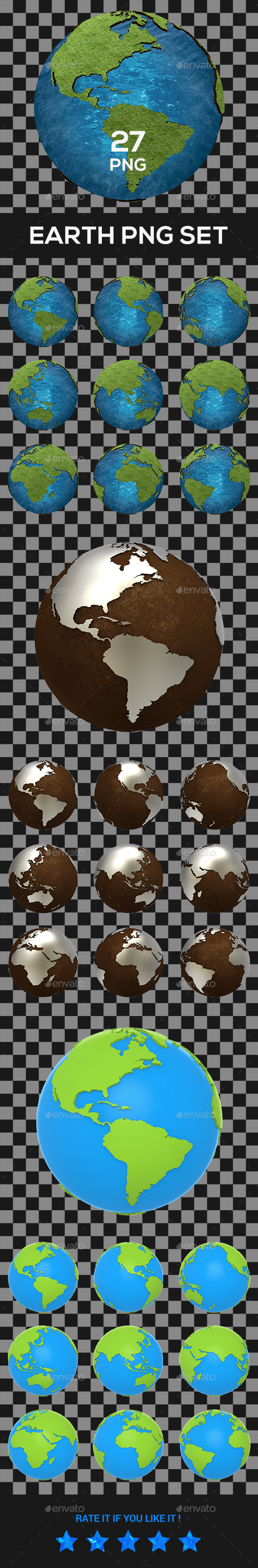 Earth PNG Set - Objects 3D Renders