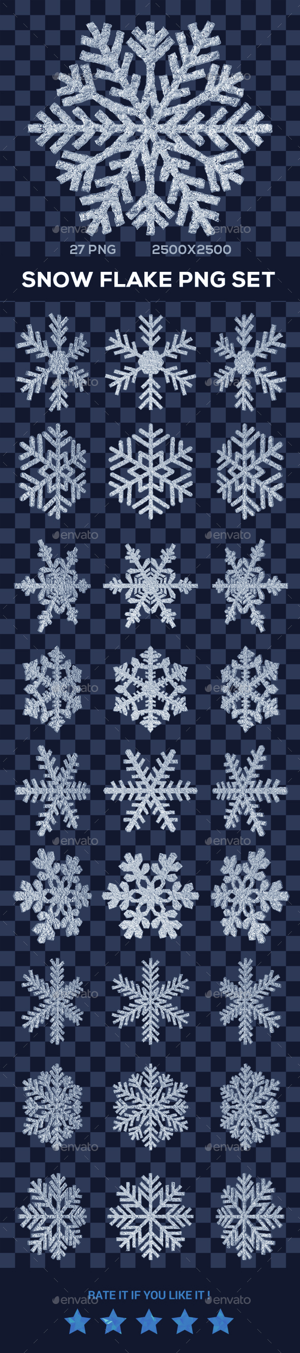 Snow Flake PNG Set - Objects 3D Renders