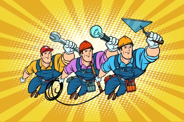 GraphicRiver Set Electrician Builder and Repairer Professionals 20927118 GraphicRiver Set Electrician Builder and Repairer Professionals 20927118