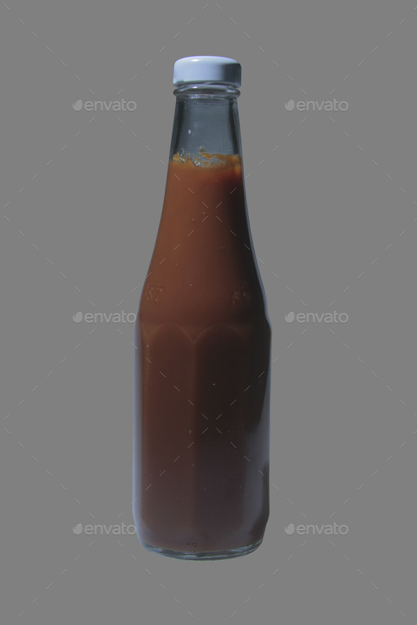 Ketchup Glass Bottle Isolated