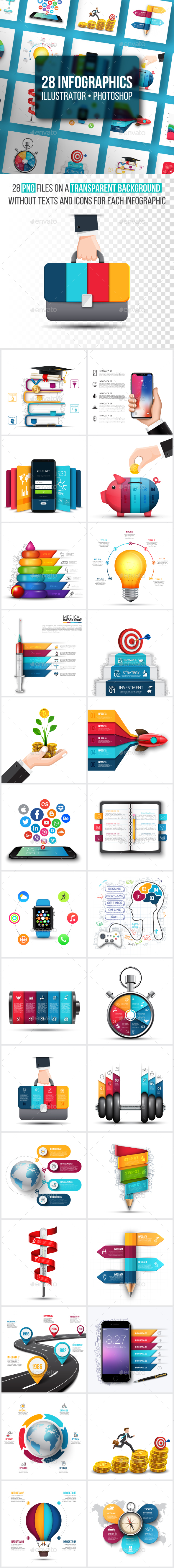 Realistic infographics pack - Infographics
