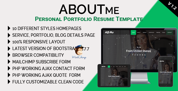 AboutMe - Personal Portfolio Resume Template - Personal Site Templates