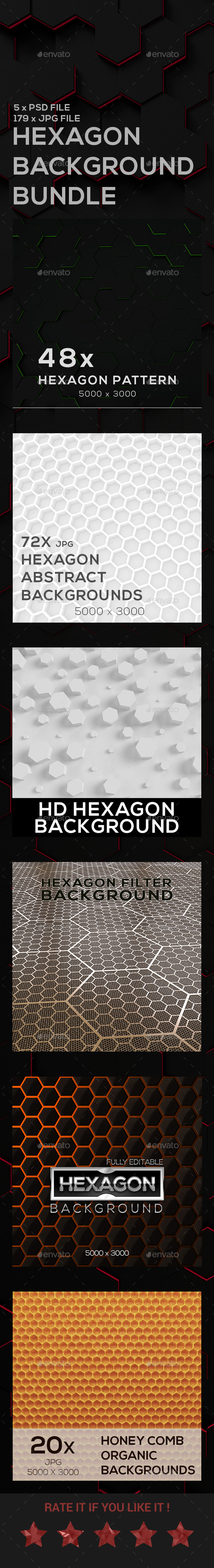 Hexagon Backgrounds Bundle - Abstract Backgrounds