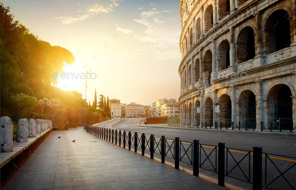 Colosseum in the morning - Stock Photo - Images