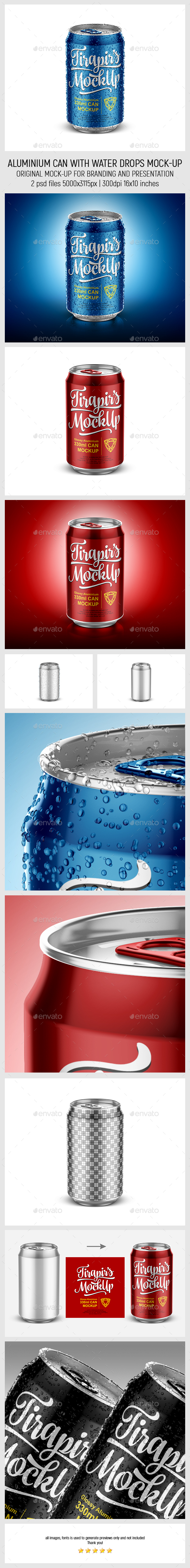 Download Aluminium Can With Water Drops Mockup By Tirapir Graphicriver