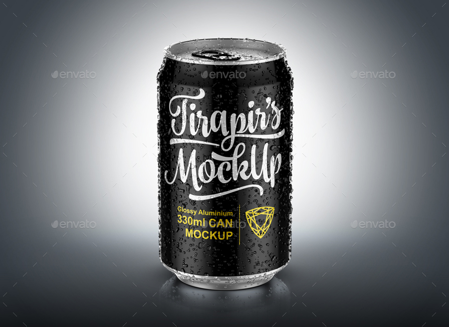 Download Aluminium Can With Water Drops MockUp by tirapir | GraphicRiver