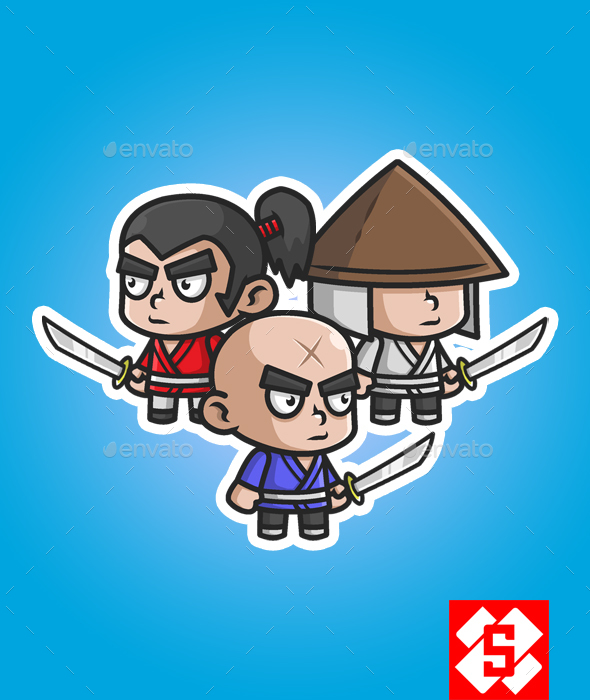 GraphicRiver Samurai Chibi Game Characters 20922721
