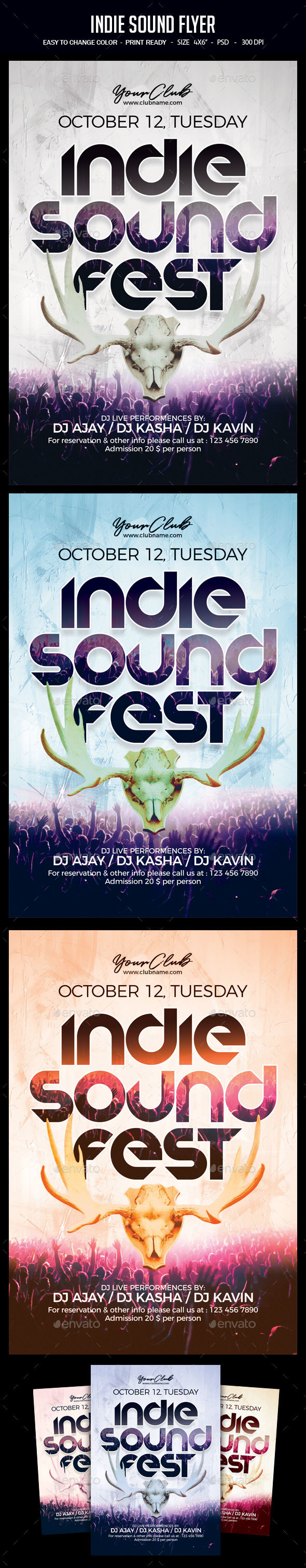 Indie Sound Flyer - Clubs & Parties Events