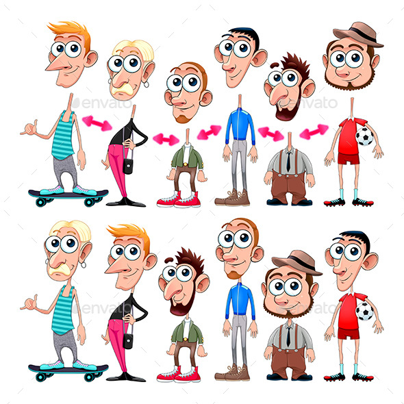 GraphicRiver Male Avatars with Interchangeable Heads and Bodies 20930350 GraphicRiver Male Avatars with Interchangeable Heads and Bodies 20930350