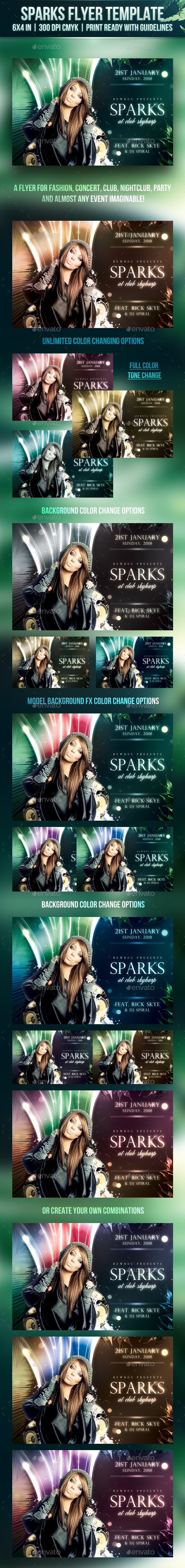 Sparks Flyer Template - Clubs & Parties Events