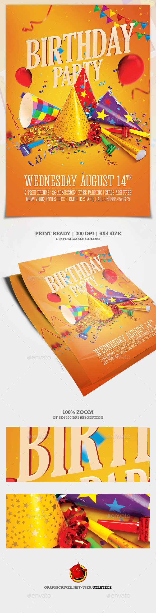 Birthday Party Flyer - Print Templates