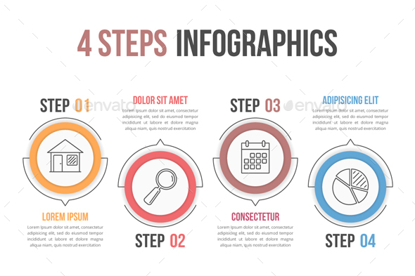 Process Diagram with Four Steps - Infographics