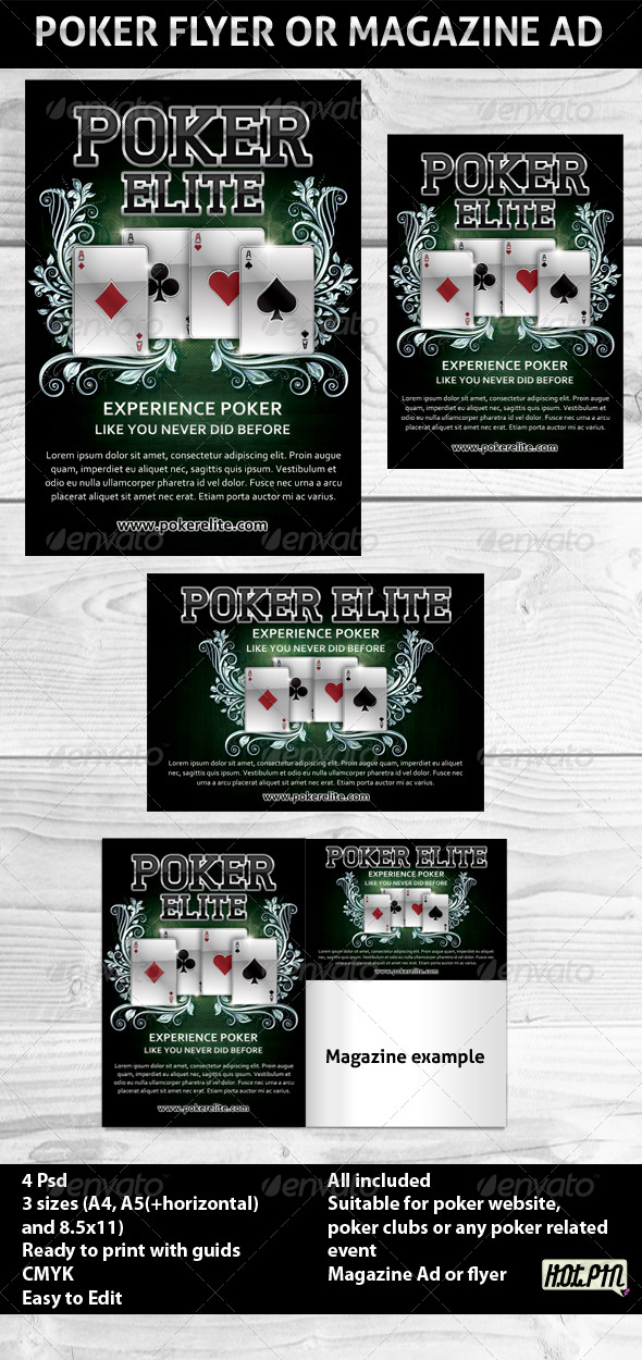 Poker Magazine Ads or flyers Template 2 - Sports Events
