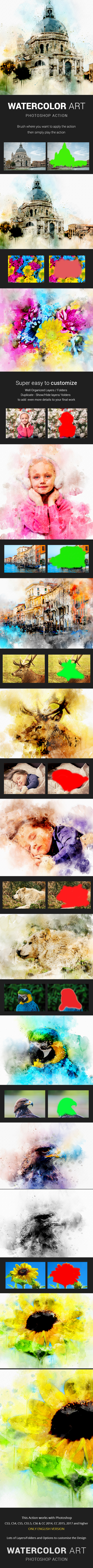 Watercolor Art Photoshop Action - Photo Effects Actions