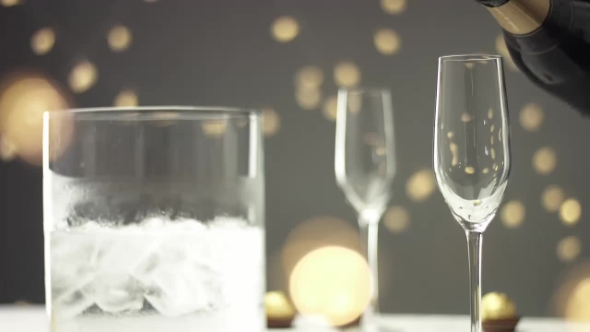 Pouring Champagne Into a Flute Glass