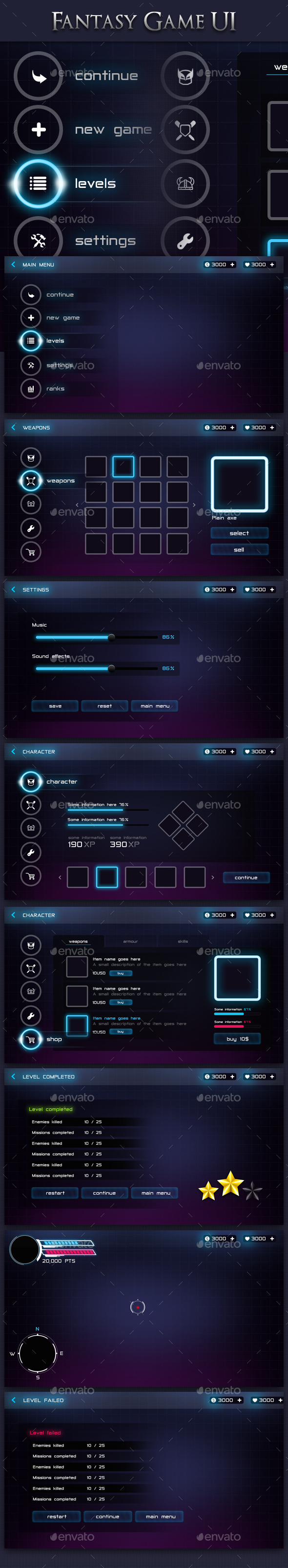 Modern Fantasy Game Ui - User Interfaces Game Assets