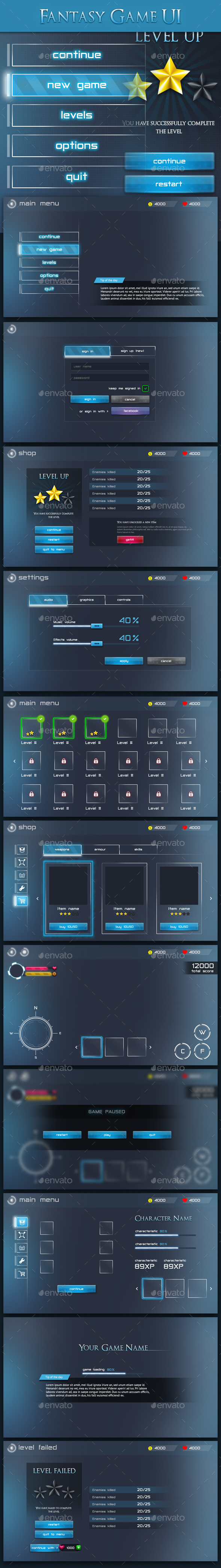Fantasy Game UI - User Interfaces Game Assets