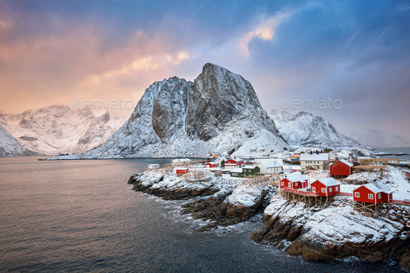 Hamnoy fishing village on Lofoten Islands, Norway - Stock Photo - Images