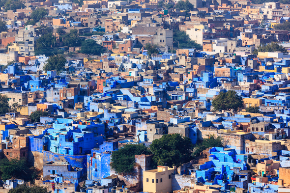 Aerial view of Jodhpur Blue City. Jodphur, Rajasthan, India - Stock Photo - Images