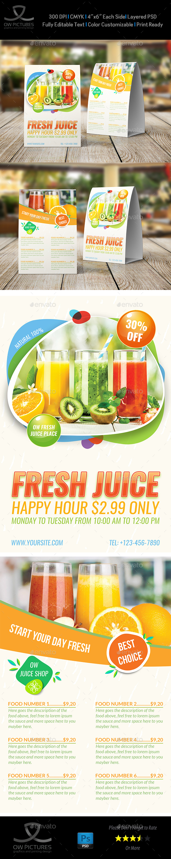 GraphicRiver Fresh Juice Table Tent Template 20935808 GraphicRiver Fresh Juice Table Tent Template 20935808