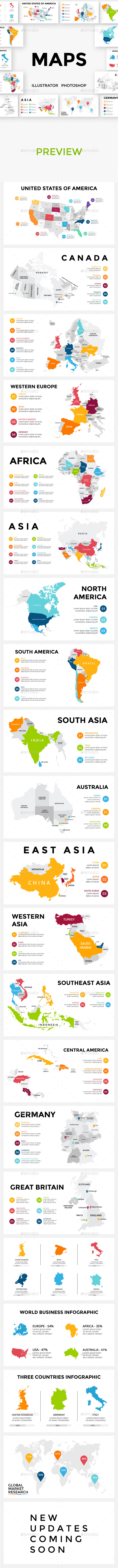 Maps. Photoshop, Illustrator. Updatable. - Infographics