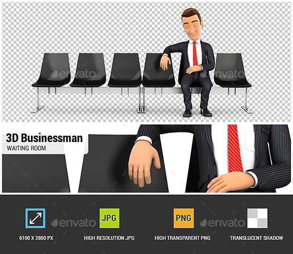 GraphicRiver 3D Businessman Sleeping in Waiting Room 20936734 GraphicRiver 3D Businessman Sleeping in Waiting Room 20936734
