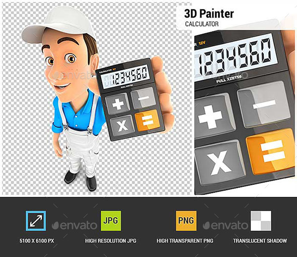 GraphicRiver 3D Painter Holding Calculator 20936787 GraphicRiver 3D Painter Holding Calculator 20936787