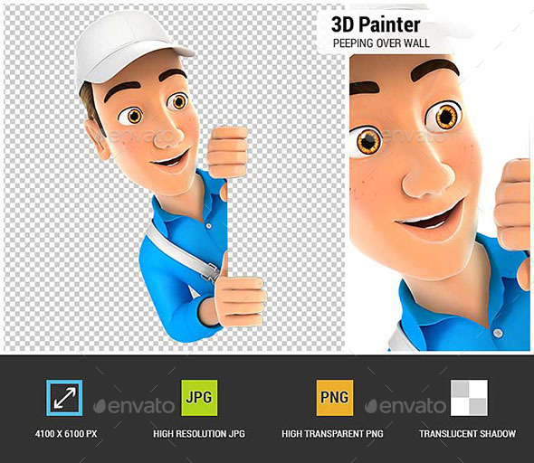 GraphicRiver 3D Painter Peeping Over Blank Wall 20936799 GraphicRiver 3D Painter Peeping Over Blank Wall 20936799