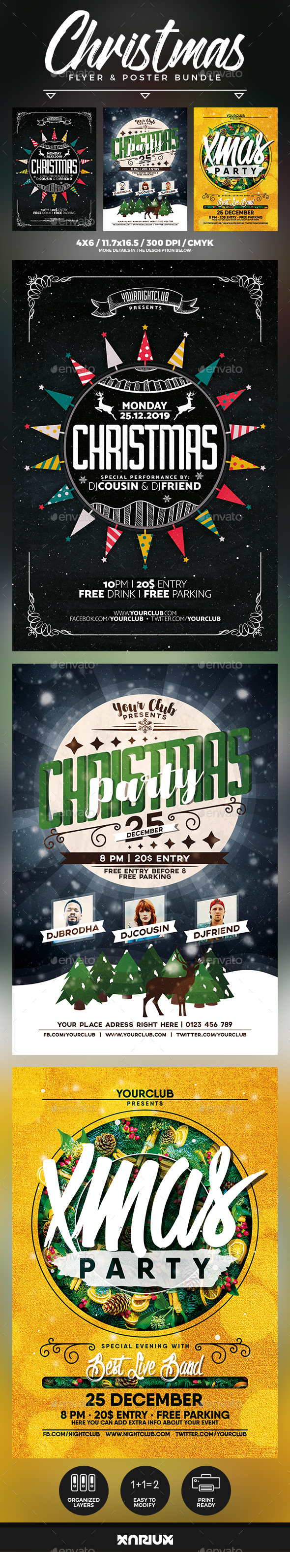 Christmas Party Flyer & Poster Bundle - Events Flyers