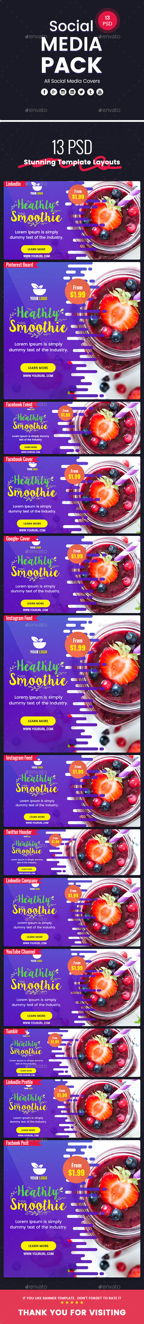 Smoothie, Drink Juice - Social Media Pack - Miscellaneous Social Media