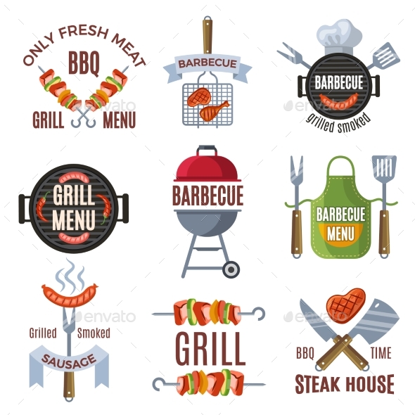 GraphicRiver Colored Labels Set for BBQ Party 20937910 GraphicRiver Colored Labels Set for BBQ Party 20937910