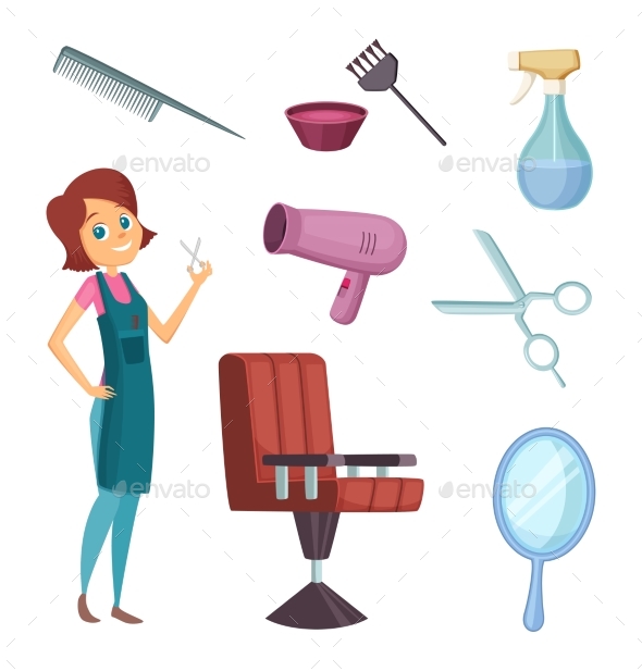 Female Barber at Work - People Characters