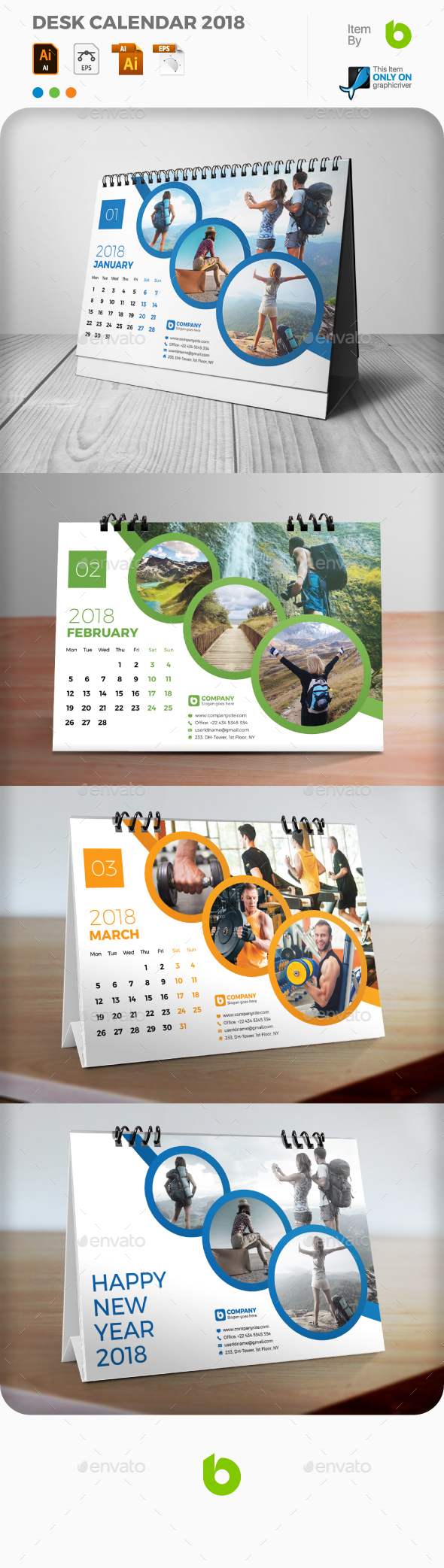 GraphicRiver Desk Calendar 2018 20938475 GraphicRiver Desk Calendar 2018 20938475