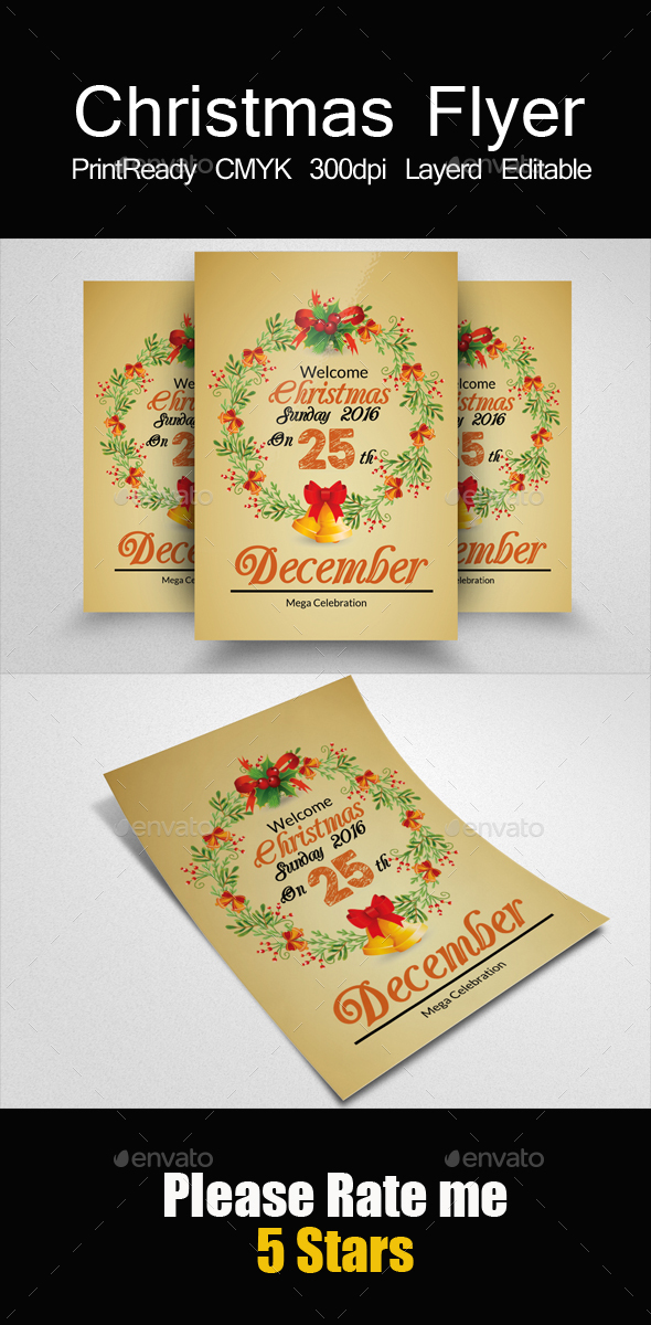 Wreath Christmas Flyer - Flyers Print Templates
