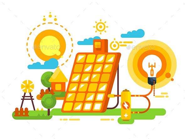 Solar Battery for Lighting and Energy Design - Miscellaneous Vectors