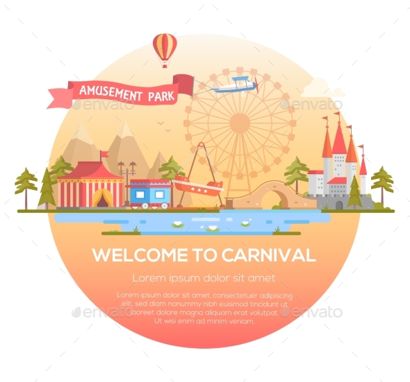 Welcome To Carnival - Modern Vector Illustration - Web Elements Vectors