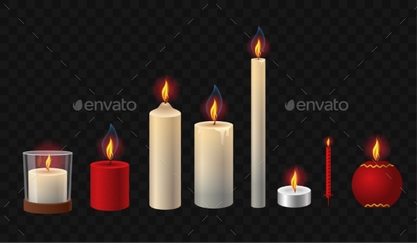 Burning Candles - Realistic Vector Isolated Clip - Man-made Objects Objects