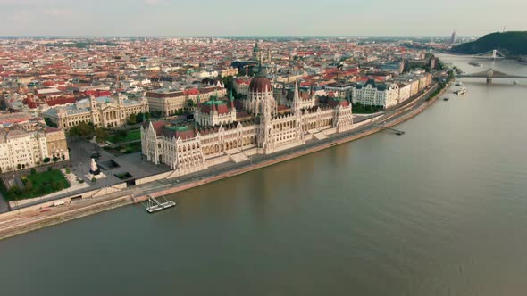 Aerial View of Budapest Parliament Building